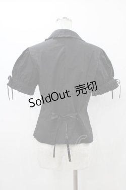 画像2: MARBLE / リボンブローチ付パフスリーブブラウス  ブラック H-25-12-02-1058-GO-BL-KB-ZH
