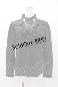 MARBLE / チェーンブローチ付ブラウス L ブラック H-25-12-02-1059-GO-BL-KB-ZH