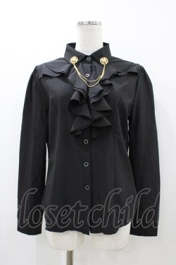 画像1: MARBLE / チェーンブローチ付ブラウス L ブラック H-25-12-02-1059-GO-BL-KB-ZH