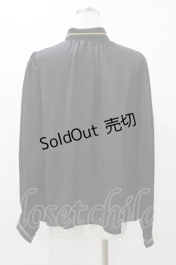 画像2: EXCENTRIQUE / ボウ付きサテンブラウス  ブラック H-25-12-02-1060-EL-BL-KB-ZH