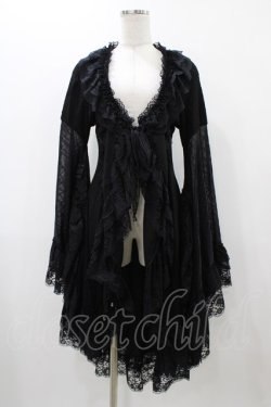 画像1: Qutie Frash / 後ろロングカーディガン  黒 H-25-12-02-1019-QU-TO-KB-ZH