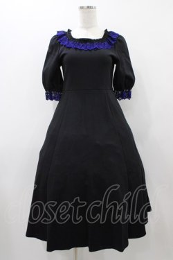 画像1: Moi-meme-Moitie / クロスアーチカトリーヌワンピース 9号 ブラック×ブルー H-25-12-02-1023-MO-OP-KB-ZH