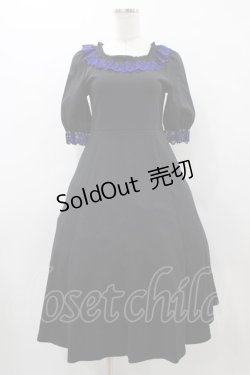 画像1: Moi-meme-Moitie / クロスアーチカトリーヌワンピース 9号 ブラック×ブルー H-25-12-02-1023-MO-OP-KB-ZT099