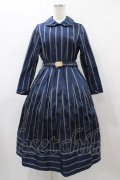 Jane Marple / レジメンタルストライプドミトリードレス  スティールブルー H-25-12-02-1025-JM-OP-KB-ZH
