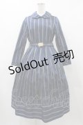 Jane Marple / レジメンタルストライプドミトリードレス  スティールブルー H-25-12-02-1025-JM-OP-KB-ZH