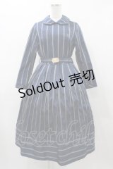 Jane Marple / レジメンタルストライプドミトリードレス  スティールブルー H-25-12-02-1025-JM-OP-KB-ZH
