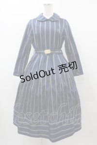 Jane Marple / レジメンタルストライプドミトリードレス  スティールブルー H-25-12-02-1025-JM-OP-KB-ZH