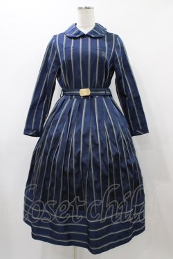 画像1: Jane Marple / レジメンタルストライプドミトリードレス  スティールブルー H-25-12-02-1025-JM-OP-KB-ZH