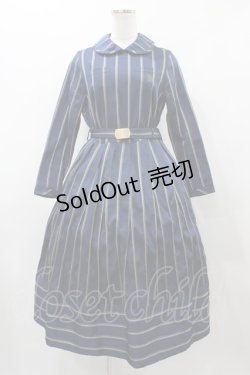 画像1: Jane Marple / レジメンタルストライプドミトリードレス  スティールブルー H-25-12-02-1025-JM-OP-KB-ZH