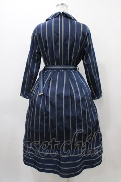画像2: Jane Marple / レジメンタルストライプドミトリードレス  スティールブルー H-25-12-02-1025-JM-OP-KB-ZH