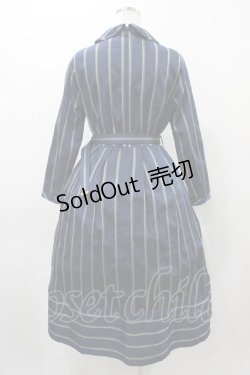 画像2: Jane Marple / レジメンタルストライプドミトリードレス  スティールブルー H-25-12-02-1025-JM-OP-KB-ZH