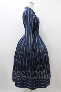 画像3: Jane Marple / レジメンタルストライプドミトリードレス  スティールブルー H-25-12-02-1025-JM-OP-KB-ZH