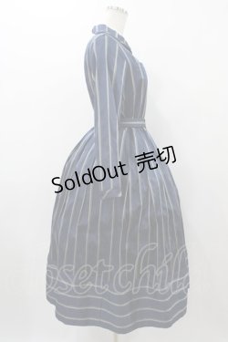 画像3: Jane Marple / レジメンタルストライプドミトリードレス  スティールブルー H-25-12-02-1025-JM-OP-KB-ZH