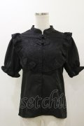 axes femme kawaii / アームカバー付チャイナ釦ブラウス M ブラック H-25-12-02-042-AX-BL-NS-ZH