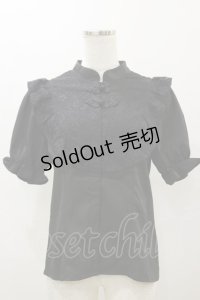 axes femme kawaii / アームカバー付チャイナ釦ブラウス M ブラック H-25-12-02-042-AX-BL-NS-ZH