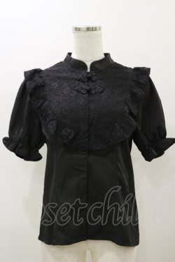 画像1: axes femme kawaii / アームカバー付チャイナ釦ブラウス M ブラック H-25-12-02-042-AX-BL-NS-ZH