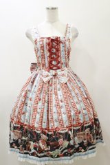 metamorphose / Happy Sewing Timeジャンパースカート+ヘッドドレスセット サイズ1 サックス/赤 H-25-12-02-043-ME-OP-NS-ZH