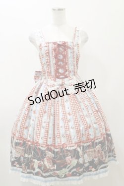 画像1: metamorphose / Happy Sewing Timeジャンパースカート+ヘッドドレスセット サイズ1 サックス/赤 H-25-12-02-043-ME-OP-NS-ZH