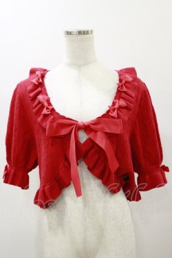 画像1: metamorphose / ハートすかしあみ半袖ボレロ Free レッド H-25-12-02-048-ME-TO-NS-ZH