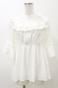 axes femme kawaii / エンパイアフリルブラウス M ホワイト H-25-12-02-052-AX-BL-NS-ZH