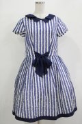 Jane Marple / ドビードットストライプワンピース - ブルー H-25-12-03-028-JM-OP-ET-ZH