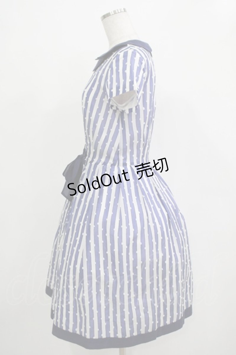 画像2: 【SALE】Jane Marple / ドビードットストライプワンピース - ブルー H-25-12-03-028-JM-OP-ET-ZT224 (2)