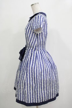 画像2: Jane Marple / ドビードットストライプワンピース - ブルー H-25-12-03-028-JM-OP-ET-ZH
