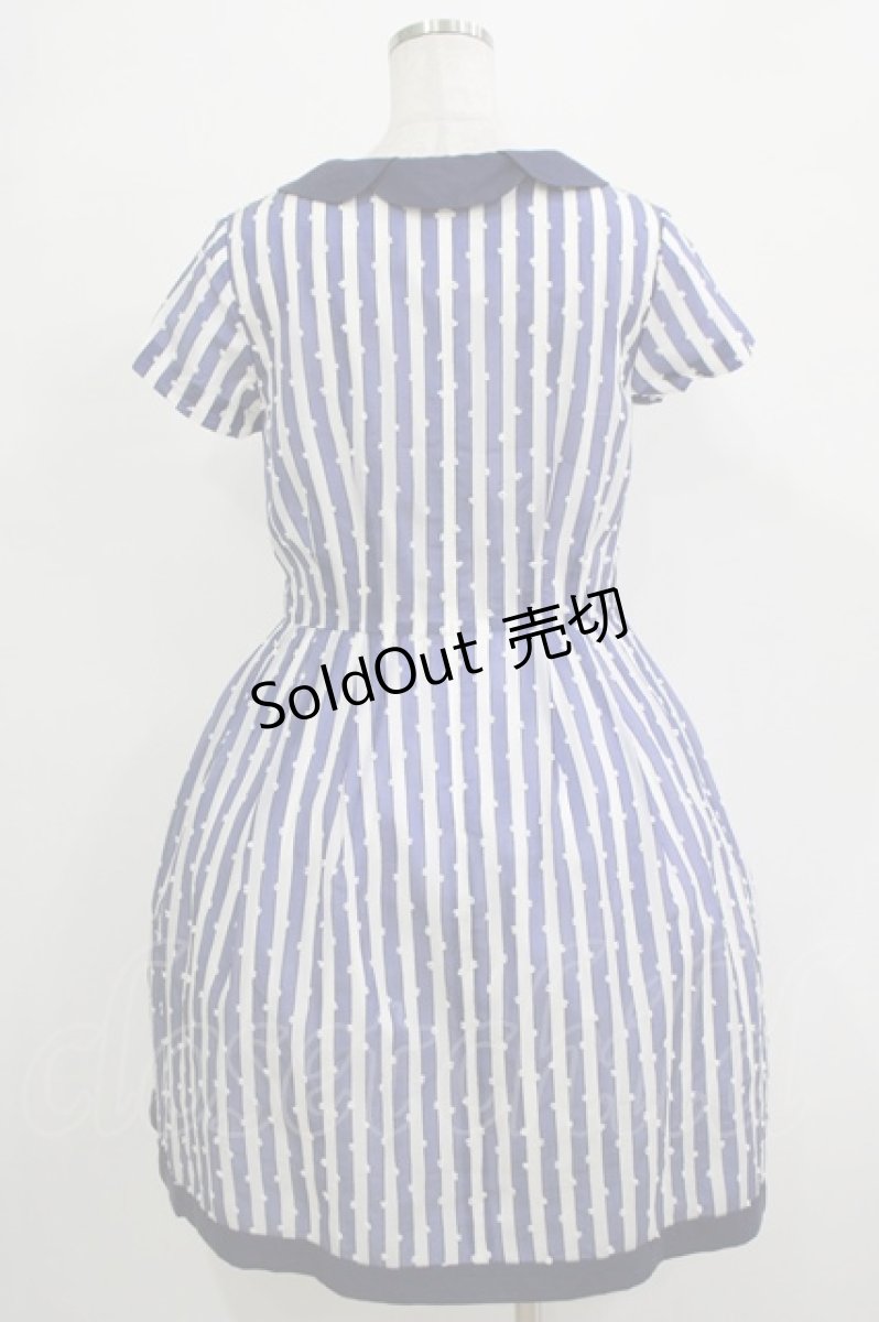 画像3: 【SALE】Jane Marple / ドビードットストライプワンピース - ブルー H-25-12-03-028-JM-OP-ET-ZT224 (3)