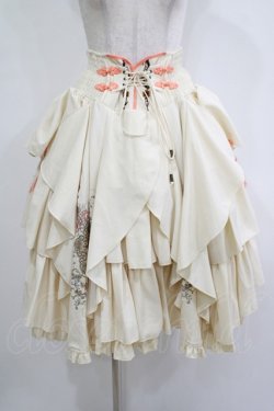 画像1: Ozz oneste / 和チャイナプリント刺繍スカート  アイボリー×オレンジ H-25-12-03-031-OO-SK-KB-ZH