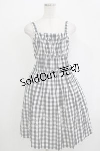 Jane Marple / ギンガムシャーリングキャミワンピース  ブラックギンガム H-25-12-03-041-JM-OP-KB-ZH
