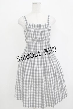 画像1: Jane Marple / ギンガムシャーリングキャミワンピース  ブラックギンガム H-25-12-03-041-JM-OP-KB-ZH