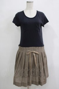 Jane Marple Dans Le Salon / レイヤード風切替ワンピース M ネイビー×カーキ H-25-12-03-042-JM-OP-KB-ZH