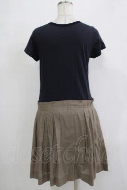 画像3: Jane Marple Dans Le Salon / レイヤード風切替ワンピース M ネイビー×カーキ H-25-12-03-042-JM-OP-KB-ZH