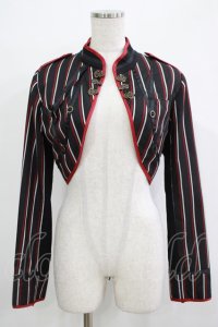 Ozz oneste / ストライプショートジャケット  黒 H-25-12-03-054-OO-JA-KB-ZH