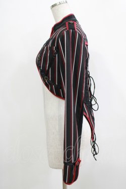 画像2: Ozz oneste / ストライプショートジャケット  黒 H-25-12-03-054-OO-JA-KB-ZH