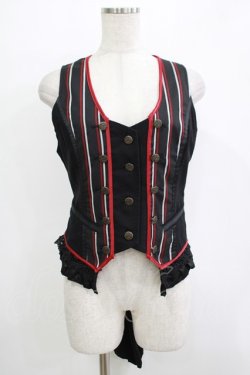 画像1: Ozz oneste / ストライプベスト  黒 H-25-12-03-056-OO-TO-KB-ZH