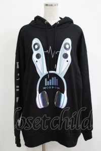 LISTEN FLAVOR / サイバーうさ耳ヘッドホンパーカー  ブラック H-25-12-03-058-PU-TO-KB-ZH