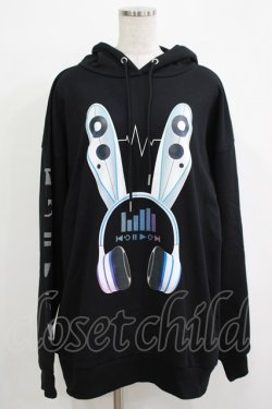 画像1: LISTEN FLAVOR / サイバーうさ耳ヘッドホンパーカー  ブラック H-25-12-03-058-PU-TO-KB-ZH