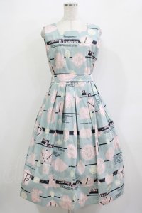 Jane Marple / Jolies broderies square dress  blue gray H-25-12-03-007-JM-OP-KB-ZT092