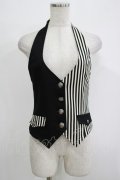 PEACE NOW / ストライプ切替ホルターベスト M 黒×白 H-25-12-03-063-PU-TO-KB-ZH