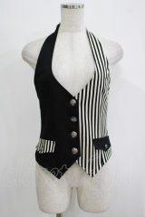 PEACE NOW / ストライプ切替ホルターベスト M 黒×白 H-25-12-03-063-PU-TO-KB-ZH
