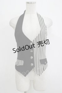 PEACE NOW / ストライプ切替ホルターベスト M 黒×白 H-25-12-03-063-PU-TO-KB-ZH