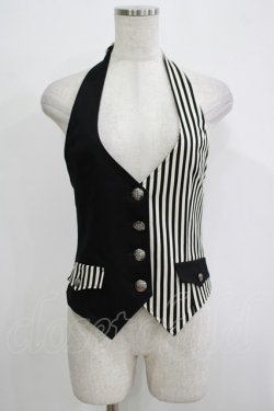 画像1: PEACE NOW / ストライプ切替ホルターベスト M 黒×白 H-25-12-03-063-PU-TO-KB-ZH