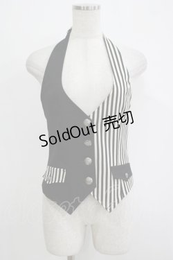 画像1: PEACE NOW / ストライプ切替ホルターベスト M 黒×白 H-25-12-03-063-PU-TO-KB-ZH