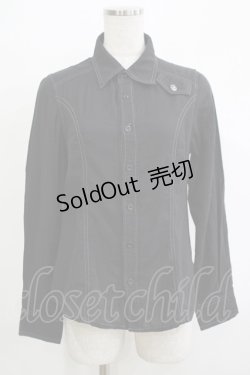 画像1: ALGONQUINS / ワッペン付きボタンシャツ F 黒 H-25-12-03-064-AL-BL-KB-ZH