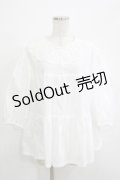 Jane Marple Dans Le Salon / Vintage Lace Yoke Tunic Blouse M ホワイト H-25-12-03-066-JM-BL-KB-ZH