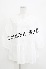Jane Marple Dans Le Salon / Vintage Lace Yoke Tunic Blouse M ホワイト H-25-12-03-066-JM-BL-KB-ZH