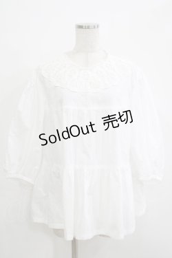 画像1: Jane Marple Dans Le Salon / Vintage Lace Yoke Tunic Blouse M ホワイト H-25-12-03-066-JM-BL-KB-ZH