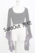 Qutie Frash / メッシュ着物袖トップス  黒×紫 H-25-12-03-067-QU-TO-KB-ZH