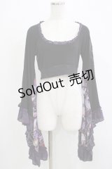 Qutie Frash / メッシュ着物袖トップス  黒×紫 H-25-12-03-067-QU-TO-KB-ZH